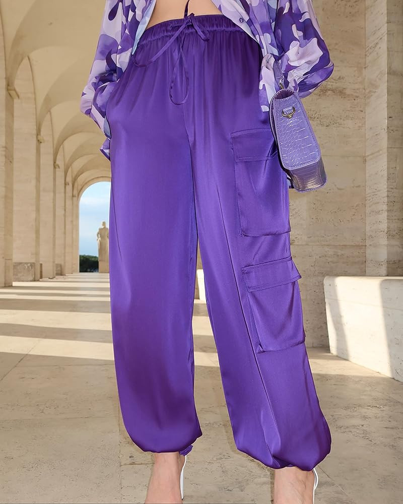 The Drop Women's Heliotrope Drawstring Satin Cargo Pant by @vi_bogodist | Amazon (US)