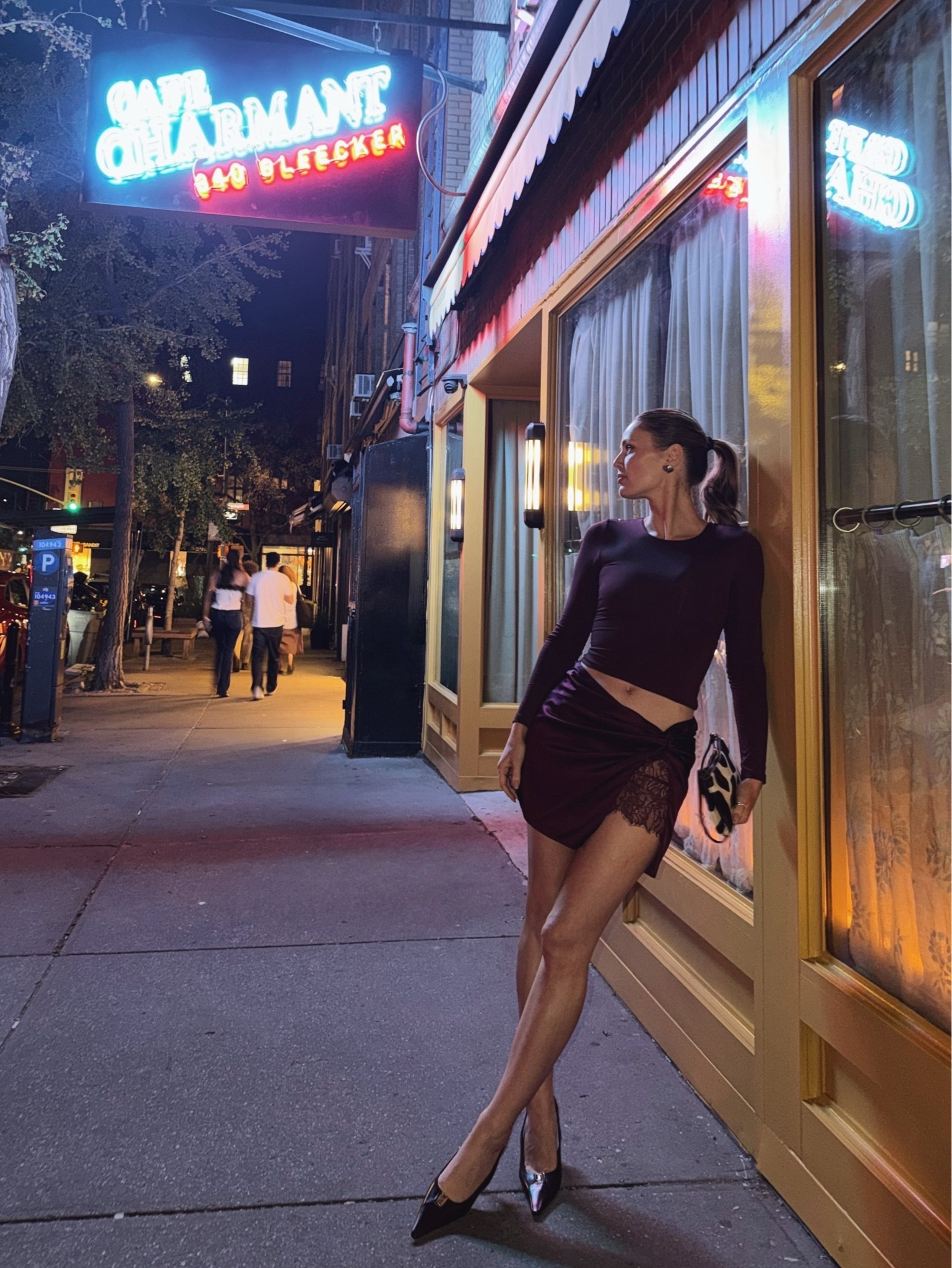 Burgundy outfit - i took a small in the skirt and the heels fit tts (they are honestly so comfy)