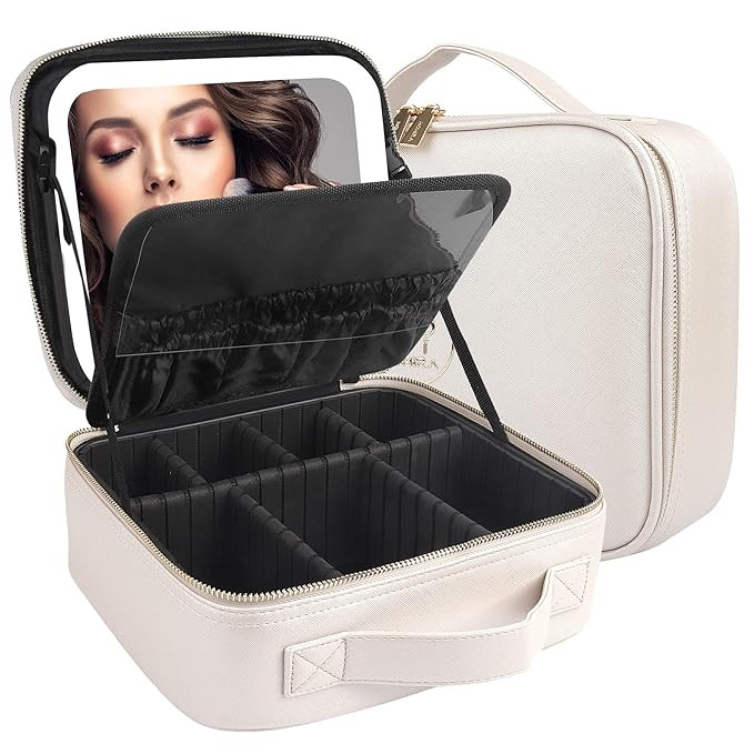 MOMIRA Makeup Bag with Mirror and Light Travel Makeup Train Case Cosmetic Bag Organizer Portable ... | Amazon (US)