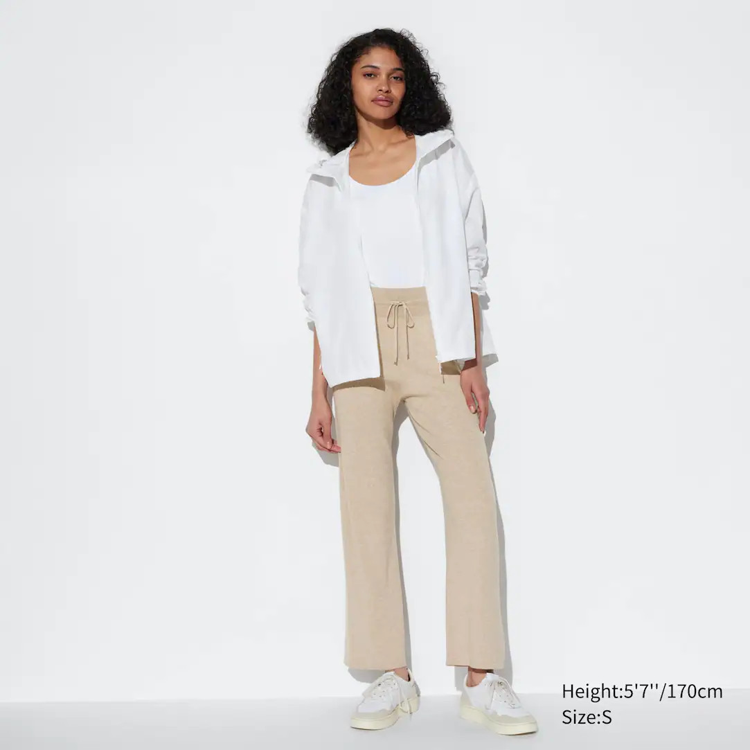Washable Knit Ribbed Trousers | UNIQLO (UK)