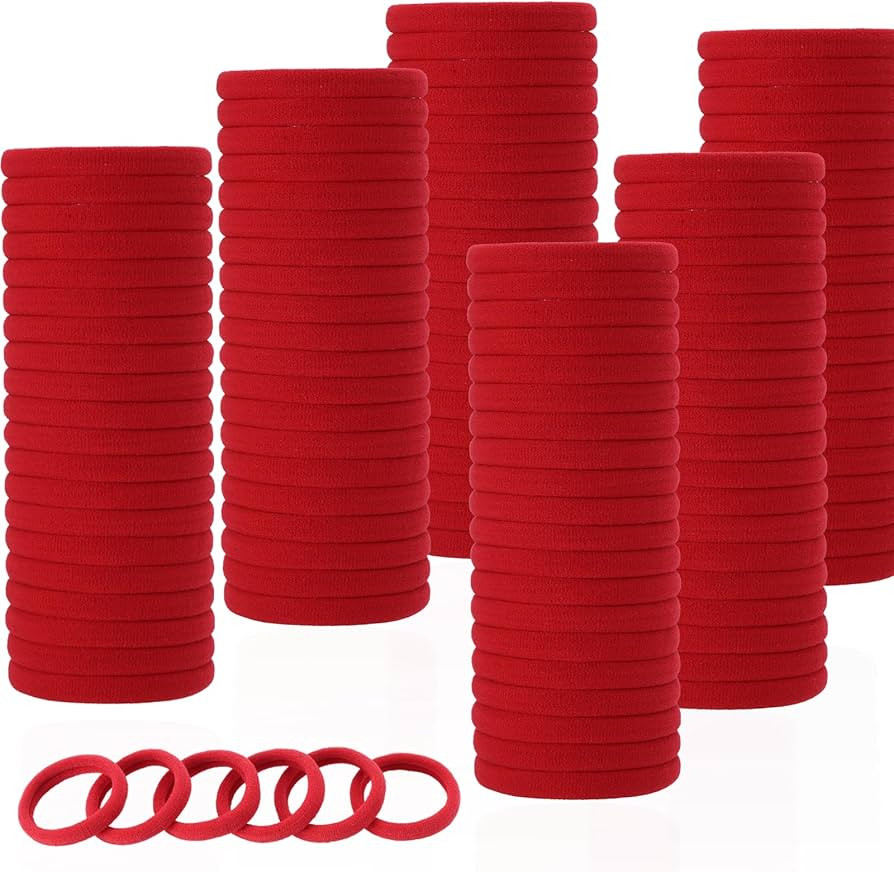 LuSeren 120 Pcs Deep Red Hair Ties for Women, No Damage Soft Seamless Nylon Hair Elastics for Thi... | Amazon (US)