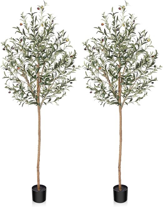 LOMANTO Olive Trees Artificial Indoor, 5Ft Artificial Olive Plants, Tall Faux Olive Tree, Fake To... | Amazon (US)