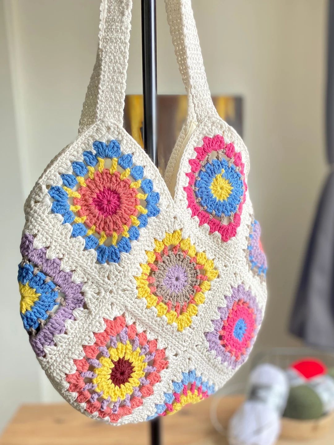 Crochet Bag, Granny Square Bag, Crochet Purse, Crochet Tote Bag, Retro Bag, Hippie Bag,gift for H... | Etsy (US)