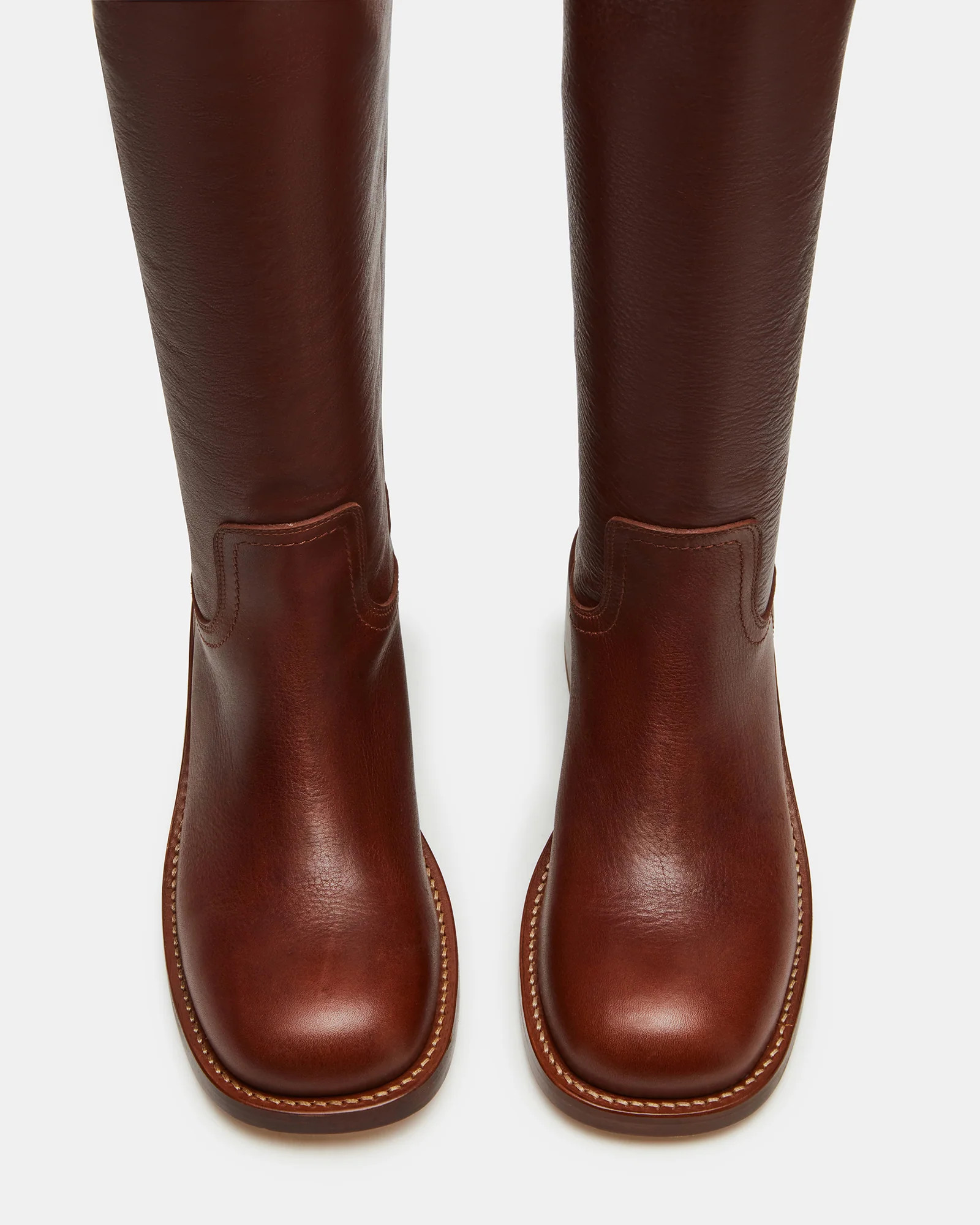 RIGGS Rust Leather Wide Calf Square-Toe Women's Boot | Steve Madden (US)