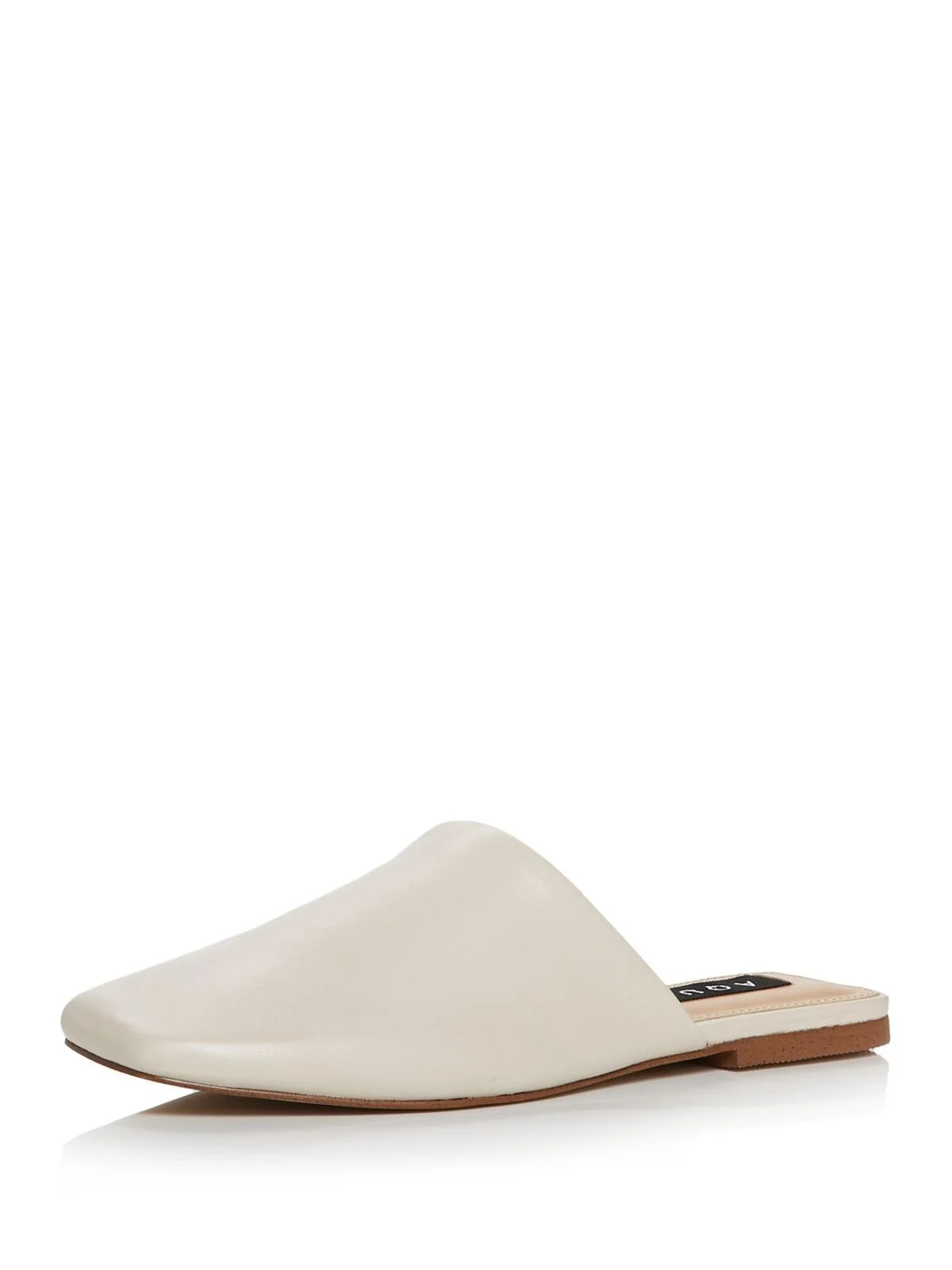 AQUA Womens Beige Open Back Shoe Bae Square Toe Slip On Leather Mules 9.5 M | Walmart (US)