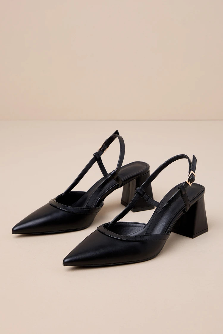 Sadia Black Pointed-Toe Slingback Pumps | Lulus