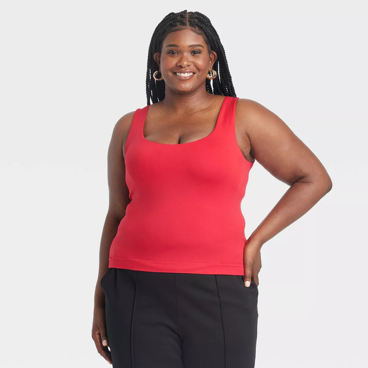 Women's Slim Fit Seamless Tank Top - A New Day™ Red 4X: Lightweight Sleeveless Pullover, Scoopn... | Target