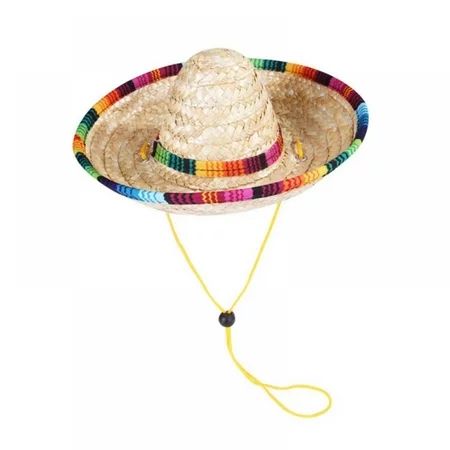 Handcrafted Pet Straw Hat with Adjustable Chin Strap Lovely Sun Hat Funny Mexican Party Costume Part | Walmart (US)