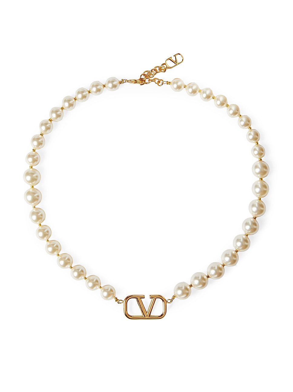 VLogo Signature Metal Necklace With Swarovski® Pearls | Saks Fifth Avenue