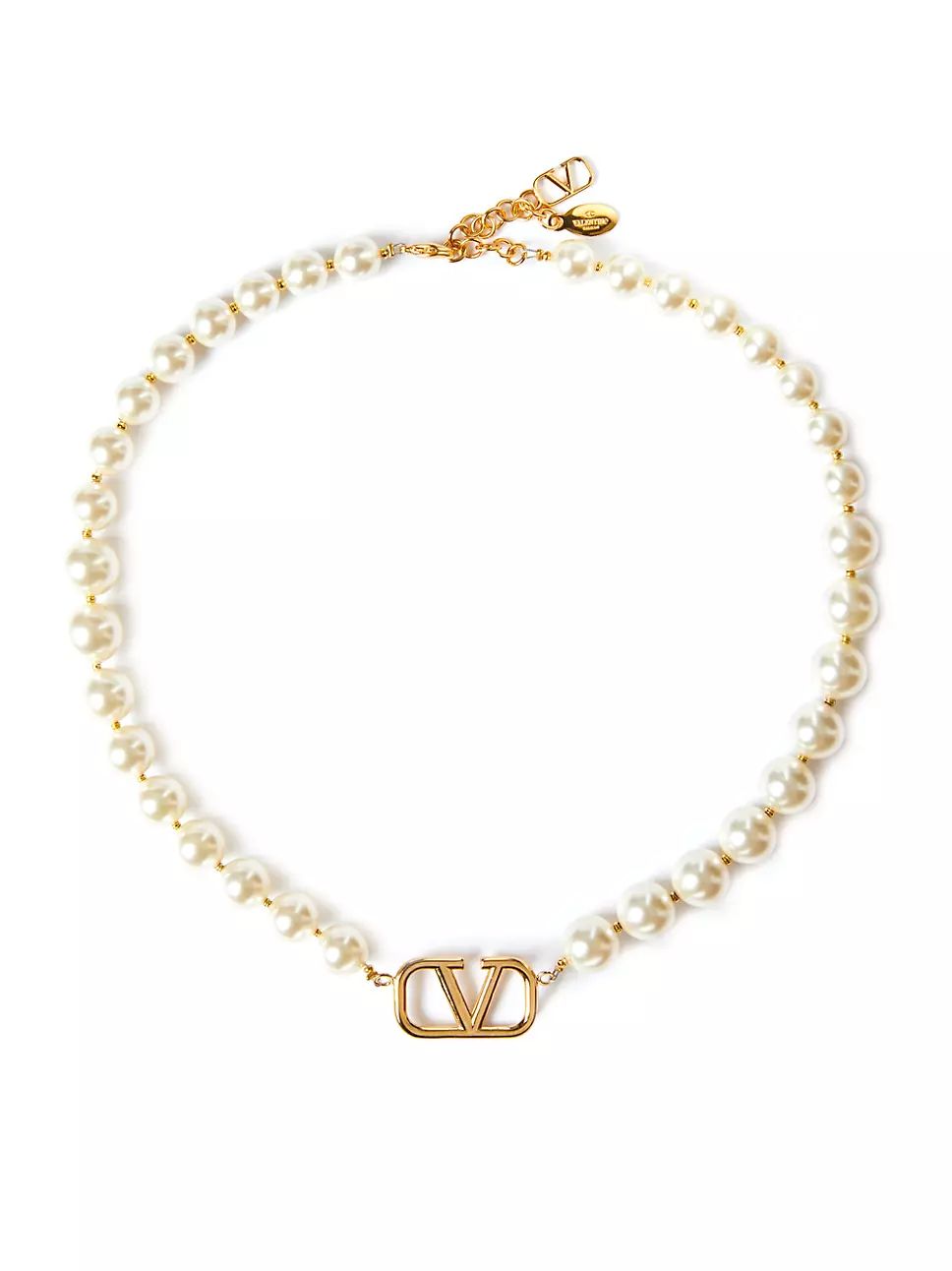 VLogo Signature Metal Necklace With Swarovski® Pearls | Saks Fifth Avenue