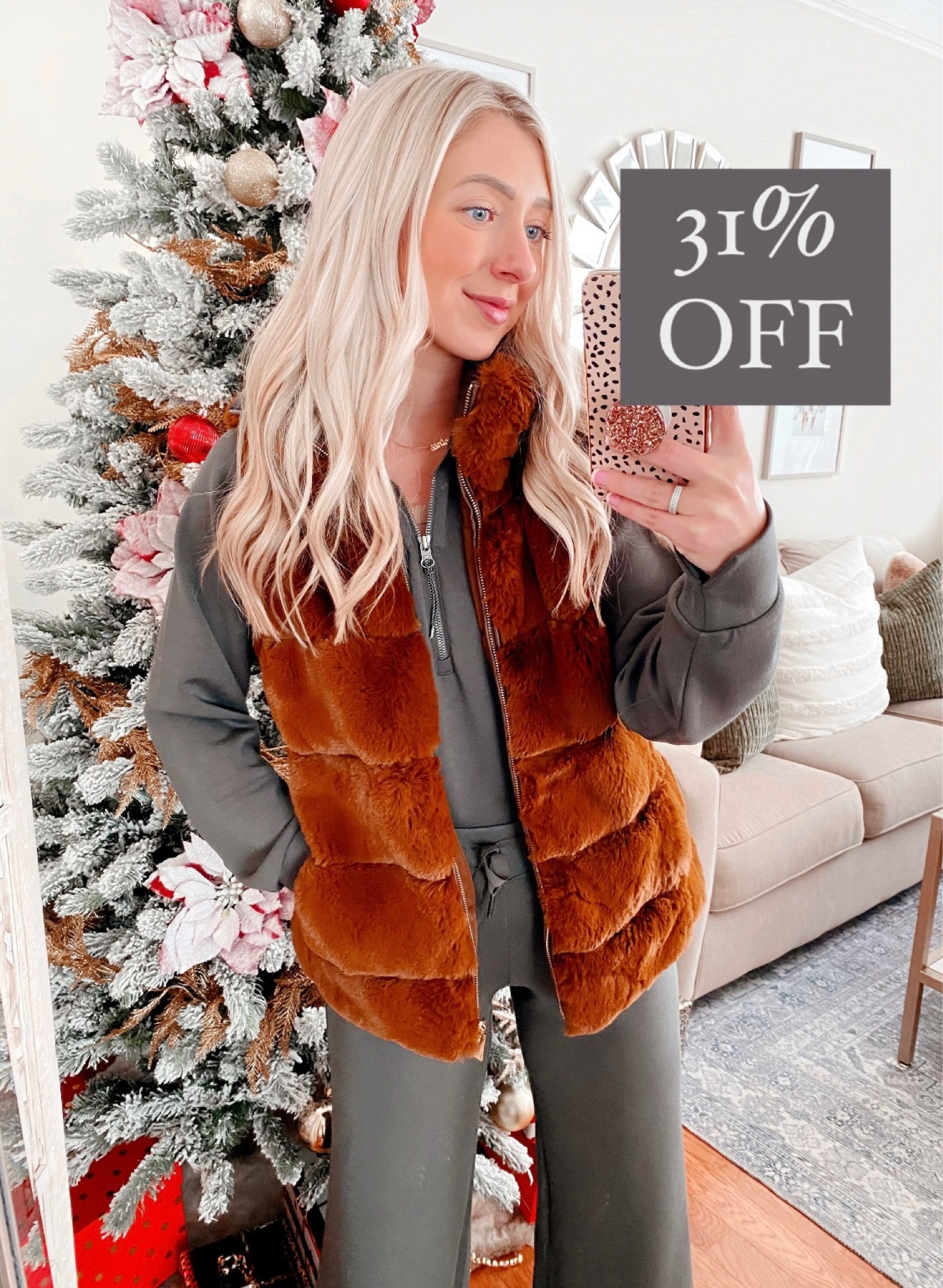 Faux fur vest back in stock! Runs naturally oversized, wearing size medium! 💗 Wearing size small in the spanx set!

Faux fur vest, puffer vest, holiday style, loungewear 

#LTKunder100 #LTKstyletip #LTKsalealert