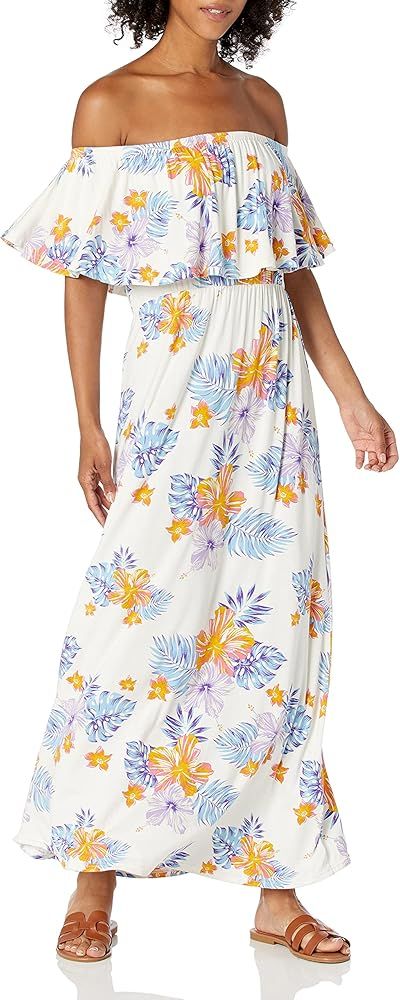 28 Palms Women's Tropical Hawaiian Print Off Shoulder Maxi Dress | Amazon (US)
