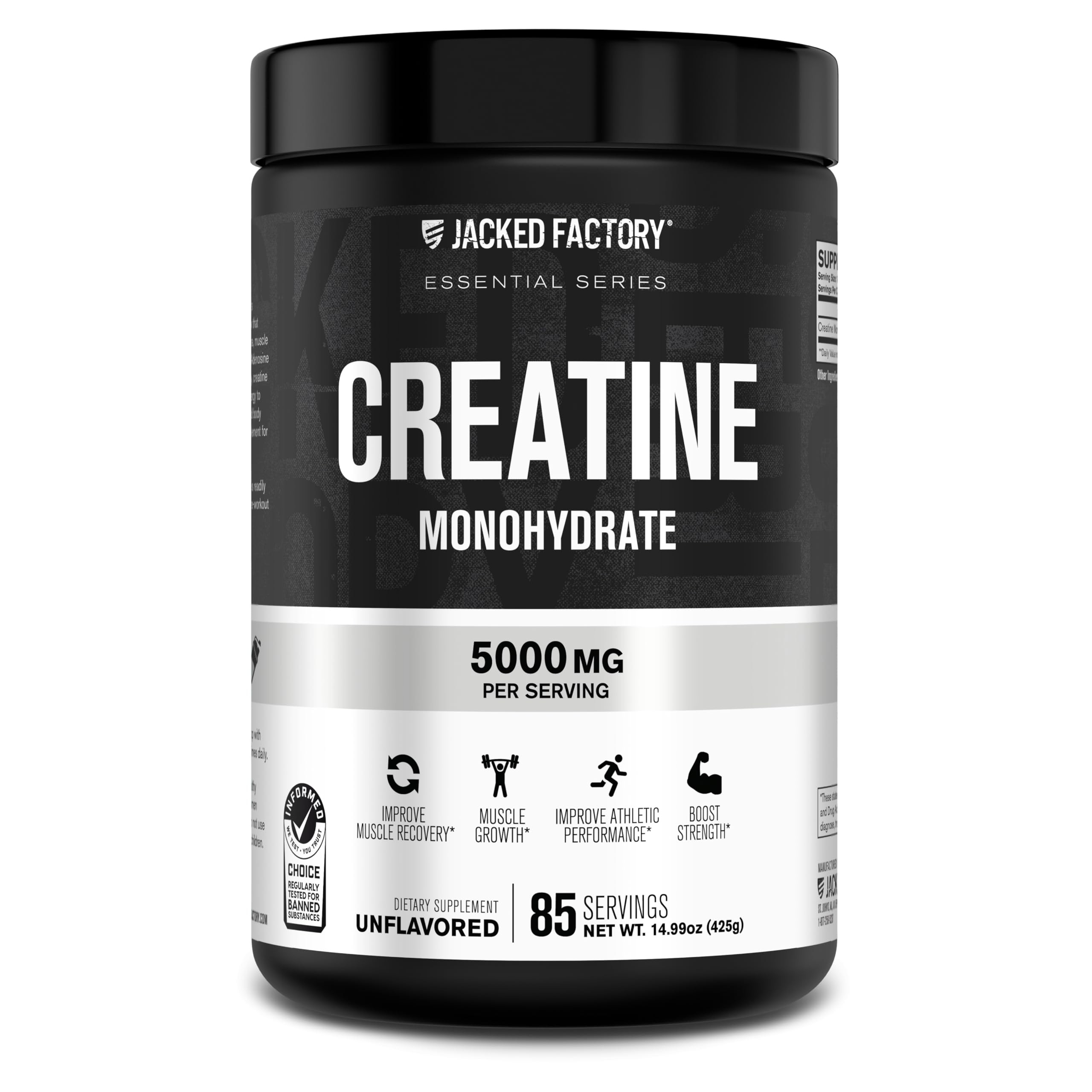 Jacked Factory Creatine Monohydrate Powder 425g - 5g Daily Creatine Supplement for Men and Women,... | Amazon (US)