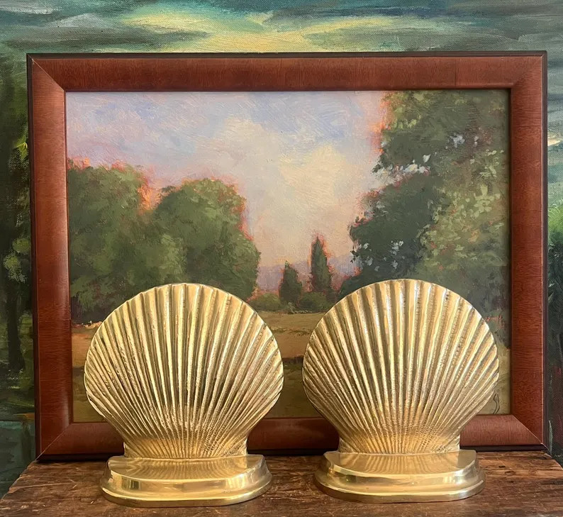 Vintage Brass Scallop Shell Bookends Pair | Etsy (Global)