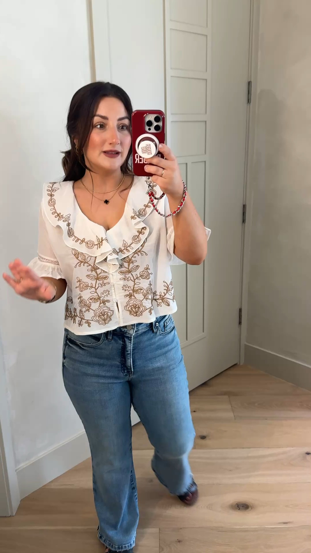 Love this top! It comes in petite sizes!! On sale now!! 
Top size small petite 
Jeans size 8 

5’0” 140lbs

#LTKootd #LTKSaleAlert #LTKPetite
