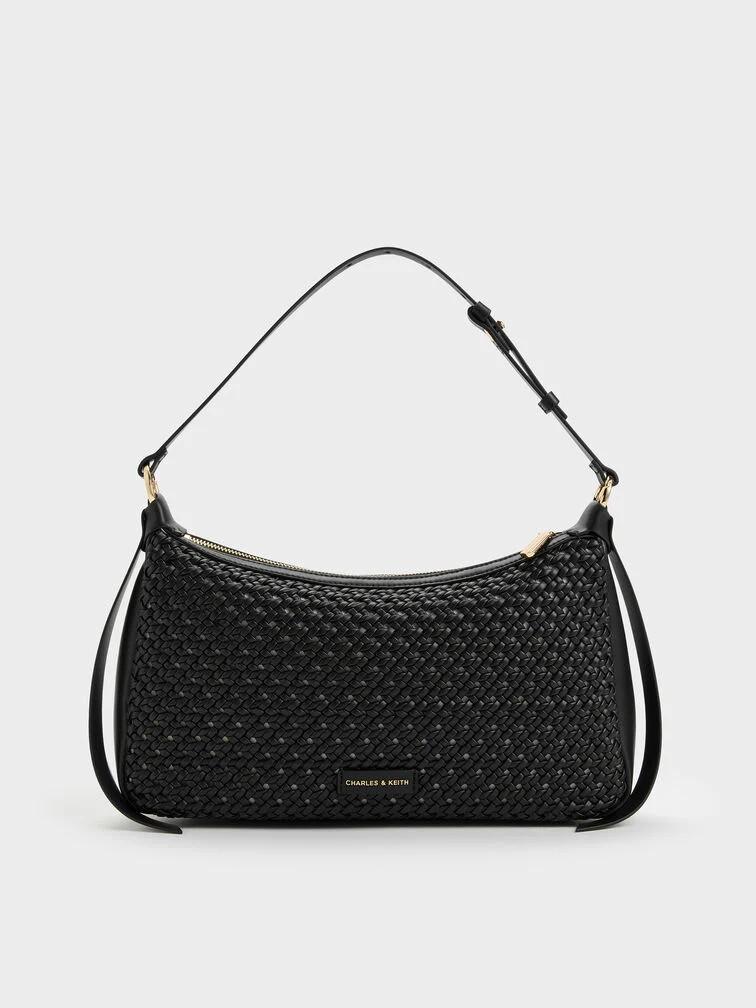 Calla Woven Shoulder Bag - Black | Charles & Keith UK
