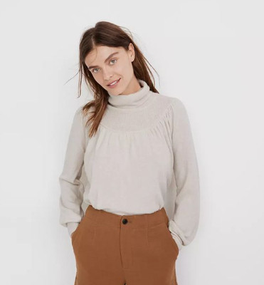 Madewell Women's Shirred Balloon-Sleeve Turtleneck Sweater Small MB991 | eBay US