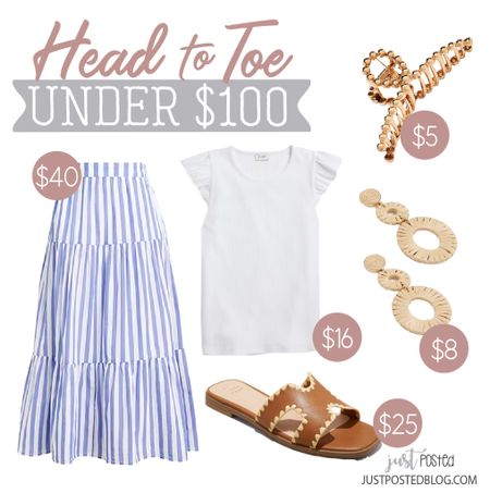 The striped skirt looks so cute for spring! Use the code SUMMER60 to drop the price of the earrings! 

#LTKfindsunder100 #LTKsalealert