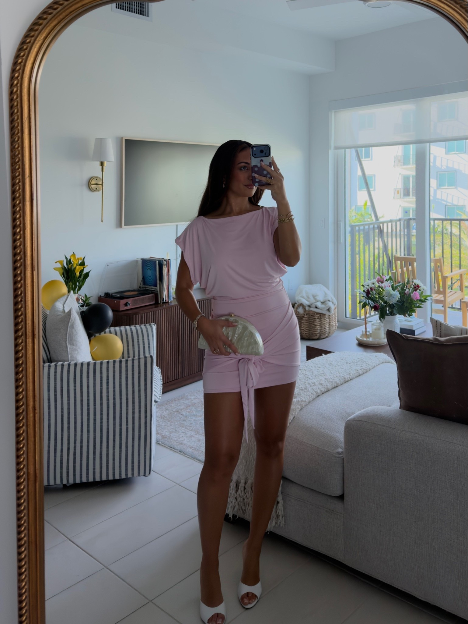 link to my birthday dress and these comfortable white heels