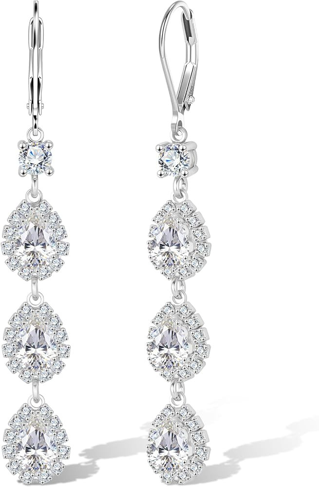 ALEXCRAFT Sterling Silver Dangle Leverback Earrings for Women Trendy Hypoallergenic 14K Goldplate... | Amazon (US)