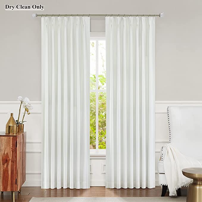 Central Park Cream 100% Blackout Pinch Pleat Window Curtain for Bedroom Living Room Window Treatm... | Amazon (US)