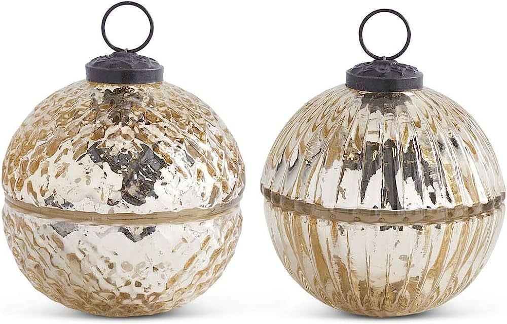 K&K Interiors 54175A-GD Assorted 3.5 Inch Filled Gold Mercury Glass Lidded Ornament Candles | Amazon (US)