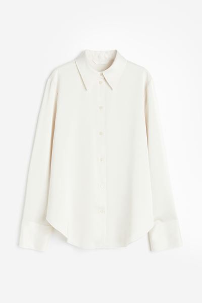 Satin Shirt - White - Ladies | H&M US | H&M (US + CA)