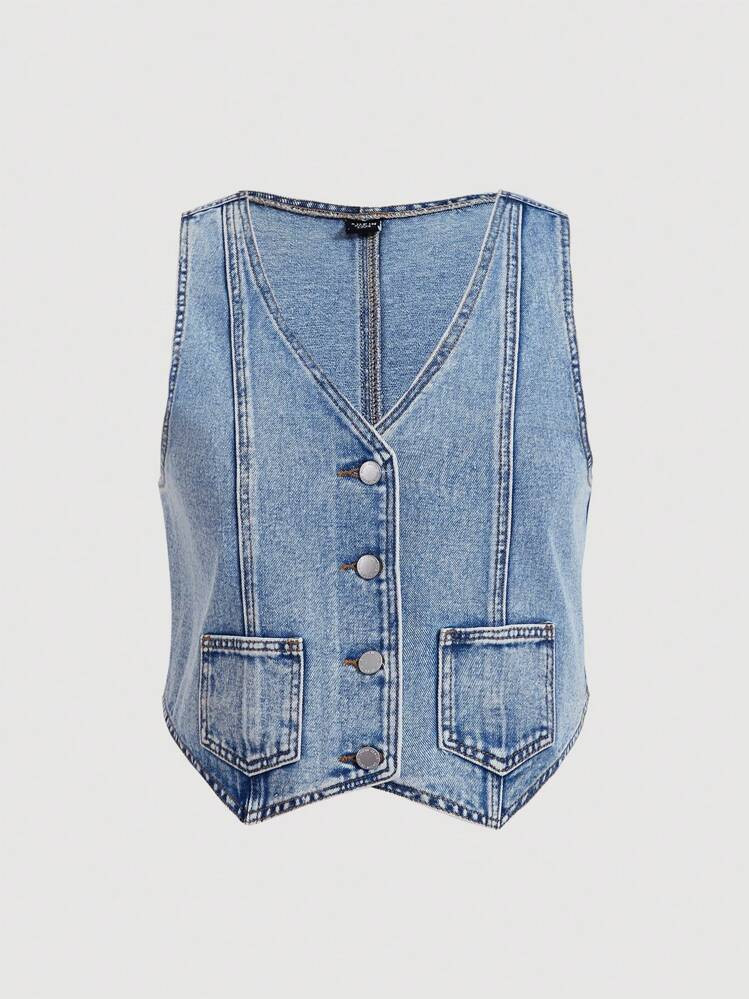 SHEIN Curve Denim Vest | SHEIN