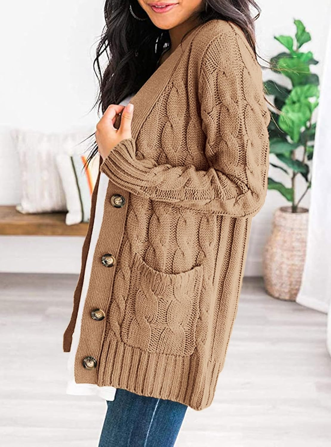 PRETTYGARDEN Women Chunky Cable Knit Cardigan Sweaters Fall Fashion Clothes | Amazon (US)