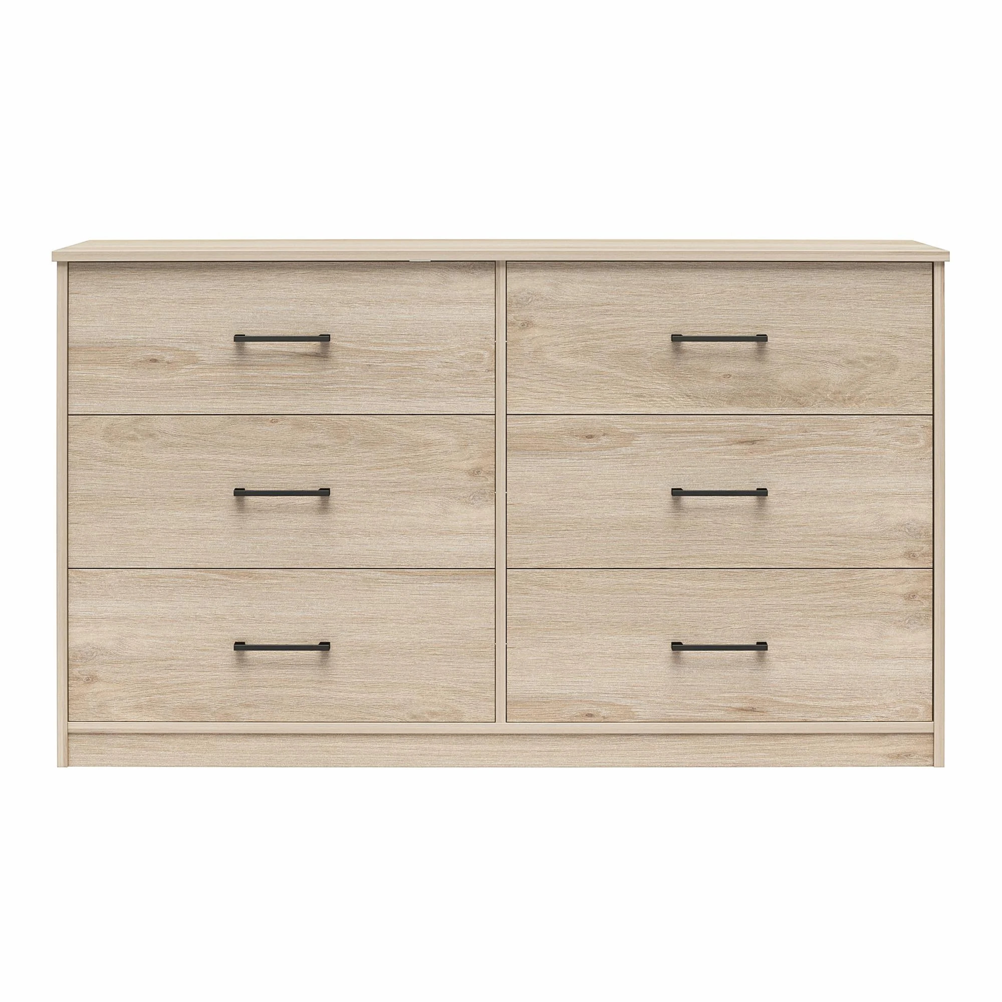 BrEZ Build Pearce Wide 6 Drawer Dresser, Light Oak - Walmart.com | Walmart (US)
