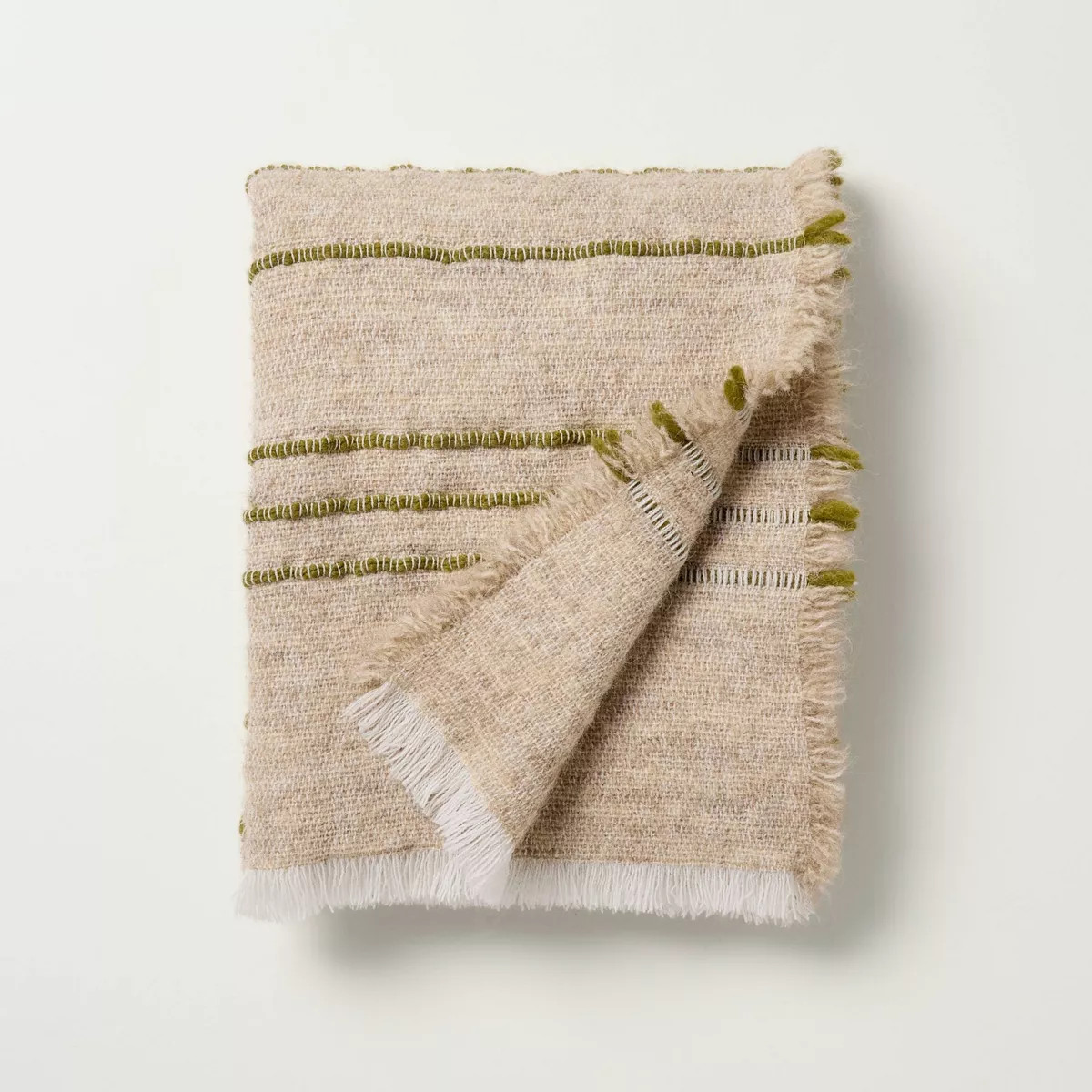 Cozy Stripe Throw Blanket Green/Tan - Hearth & Hand™ with Magnolia | Target