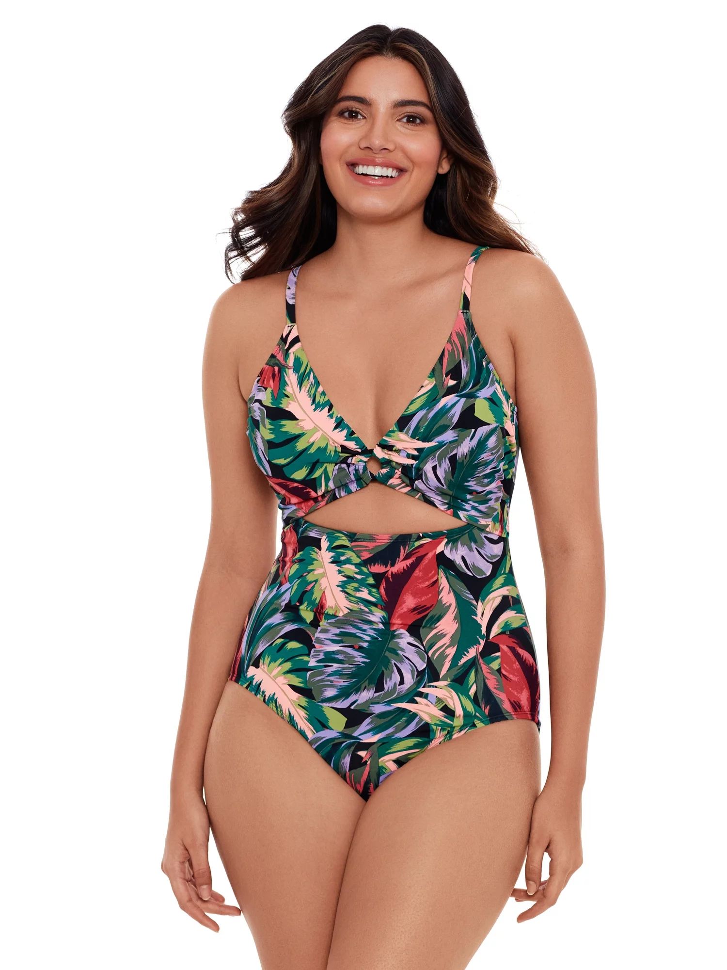 Time and Tru Women's and Women’s Plus Size O Ring One Piece Swimsuit | Walmart (US)
