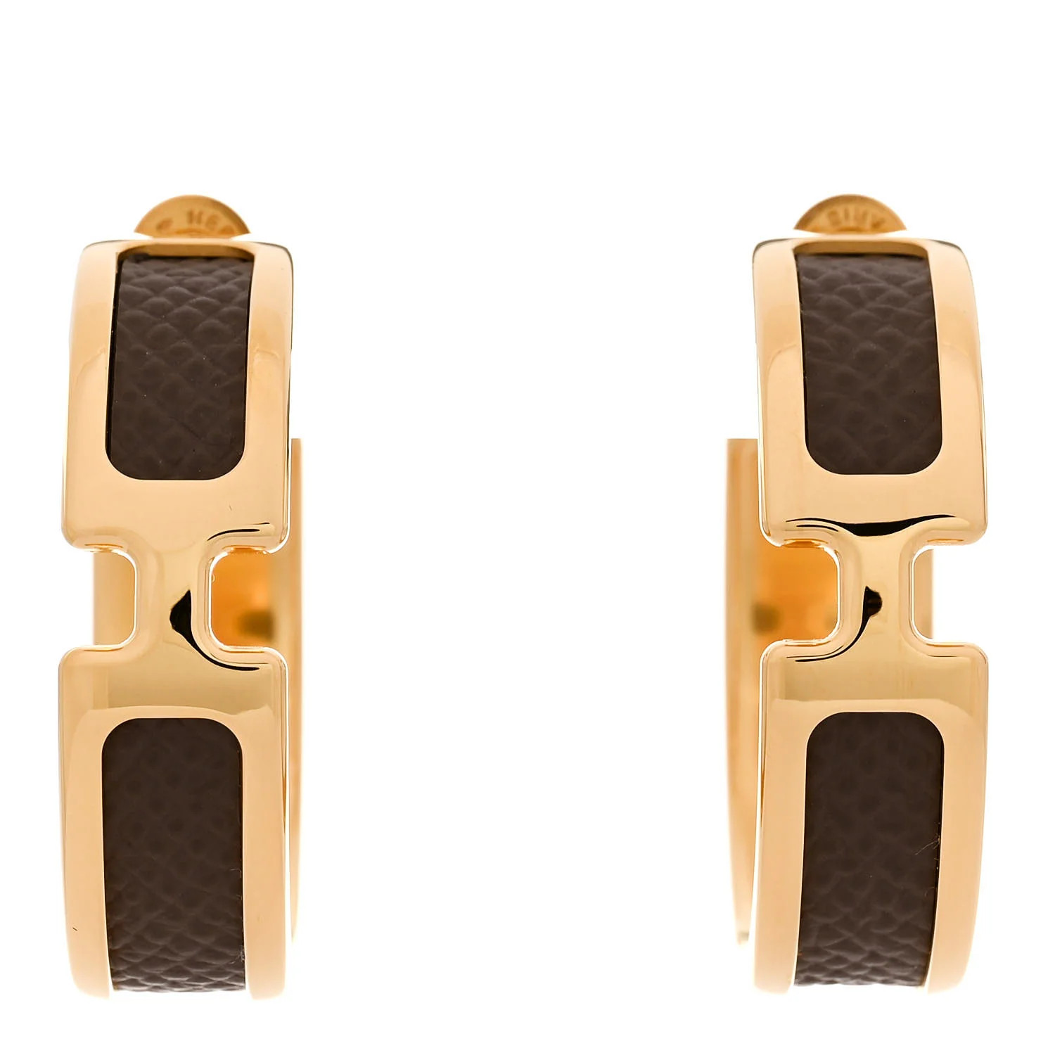Madame Calfskin Olympe Hoop Earrings Etoupe | FASHIONPHILE (US)