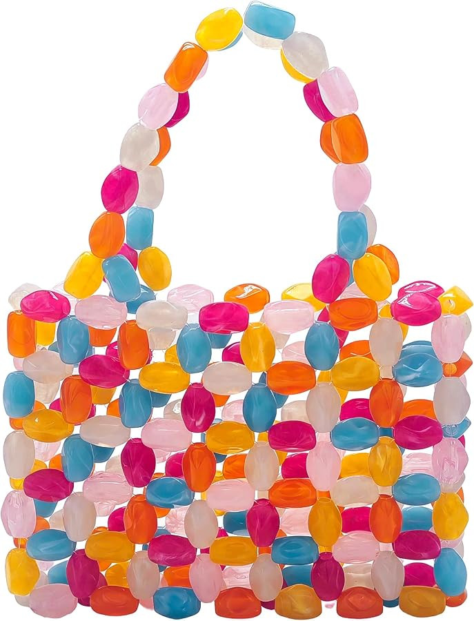 Miuco Women Multicolor Stone look Acrylic Beaded Handbag Handmade | Amazon (US)