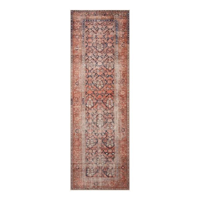 Black and Rust Persian Style Izmir Floor Runner | World Market
