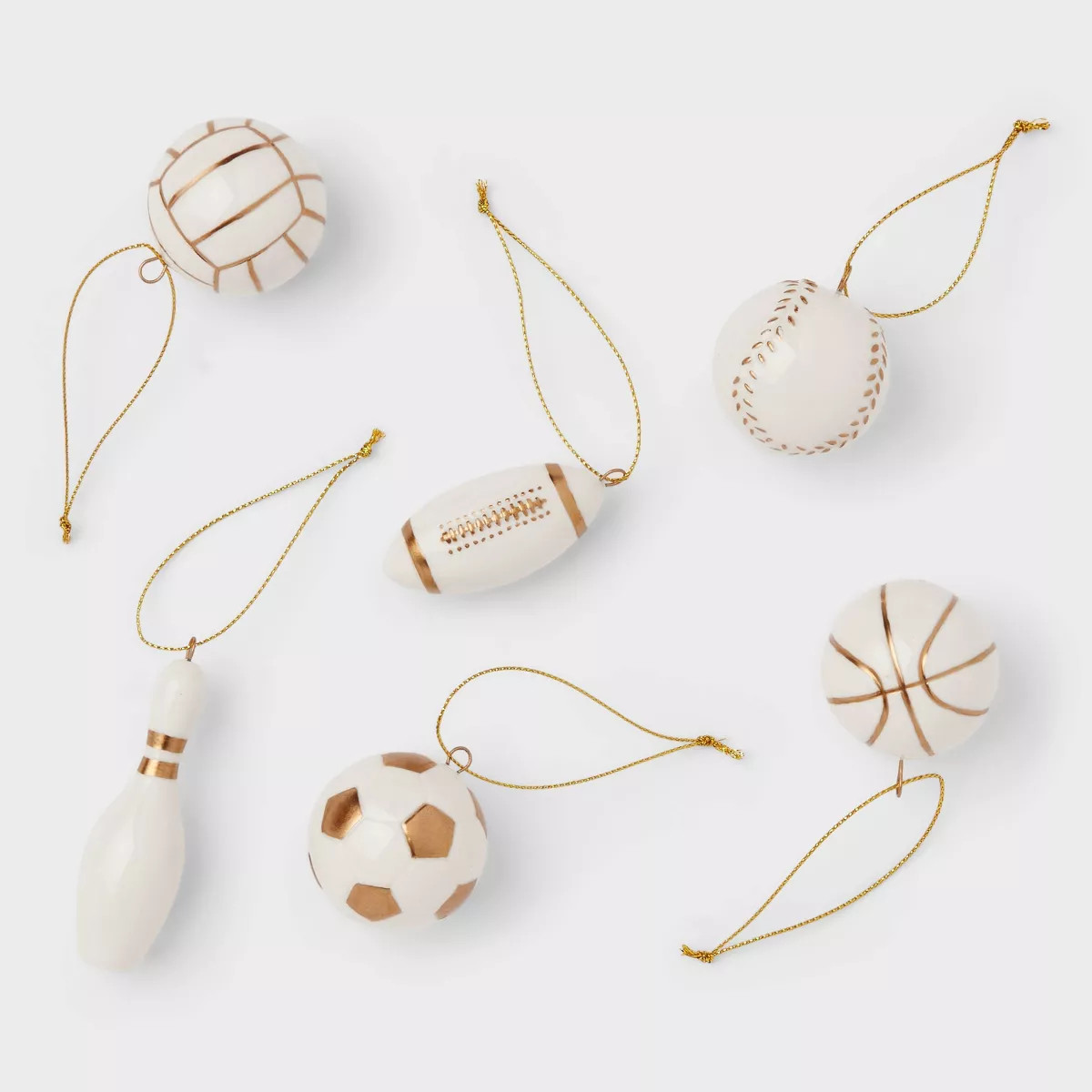 6pc Ceramic Sports Christmas Tree Ornament Set White - Wondershop™ | Target