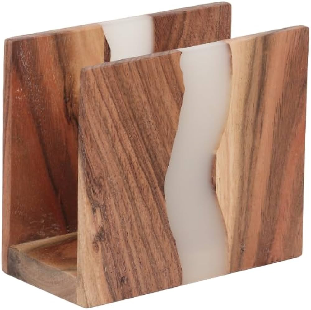 Acacia wood & Transparent Epoxy resin Napkin holder for table, Rustic farmhouse napkin organisati... | Amazon (US)