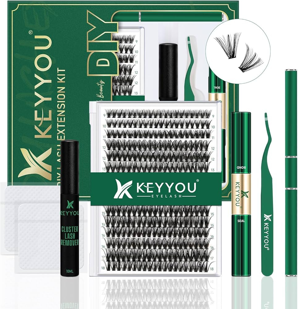 DIY Lash Extension Kit KEYYOU 300Pcs Individual Eyelash Extension Kit 40D 0.07D Curl 9-18MIX Lash... | Amazon (US)
