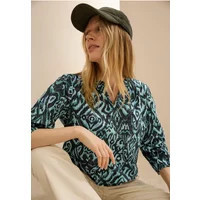 Cecil Damen Bedruckte Baumwollbluse in Multicolour|Grün, Gr: L | CECIL DE