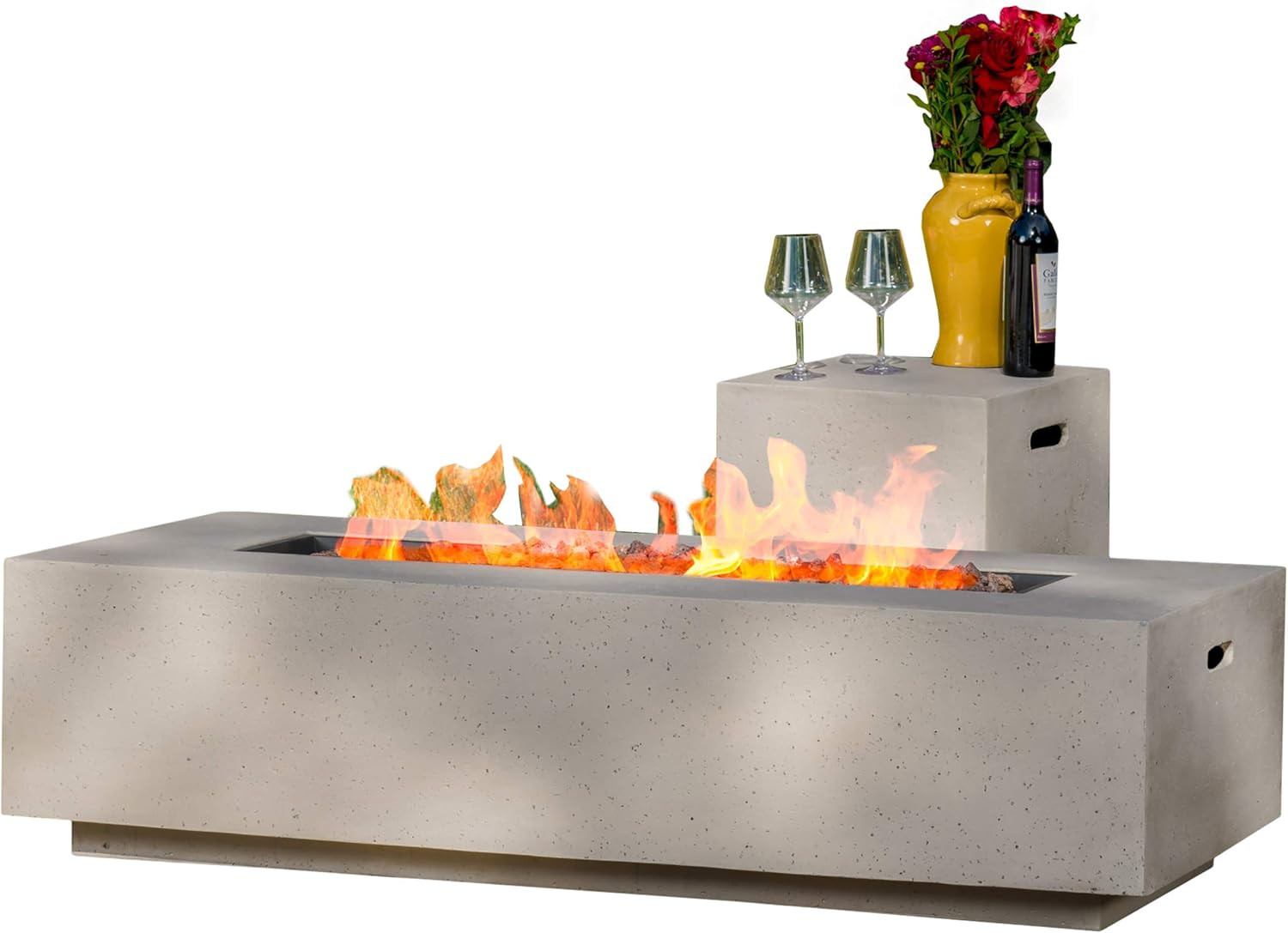 Christopher Knight Home Aidan Outdoor Rectangular Fire Table with Tank Holder, Light Gray | Amazon (US)