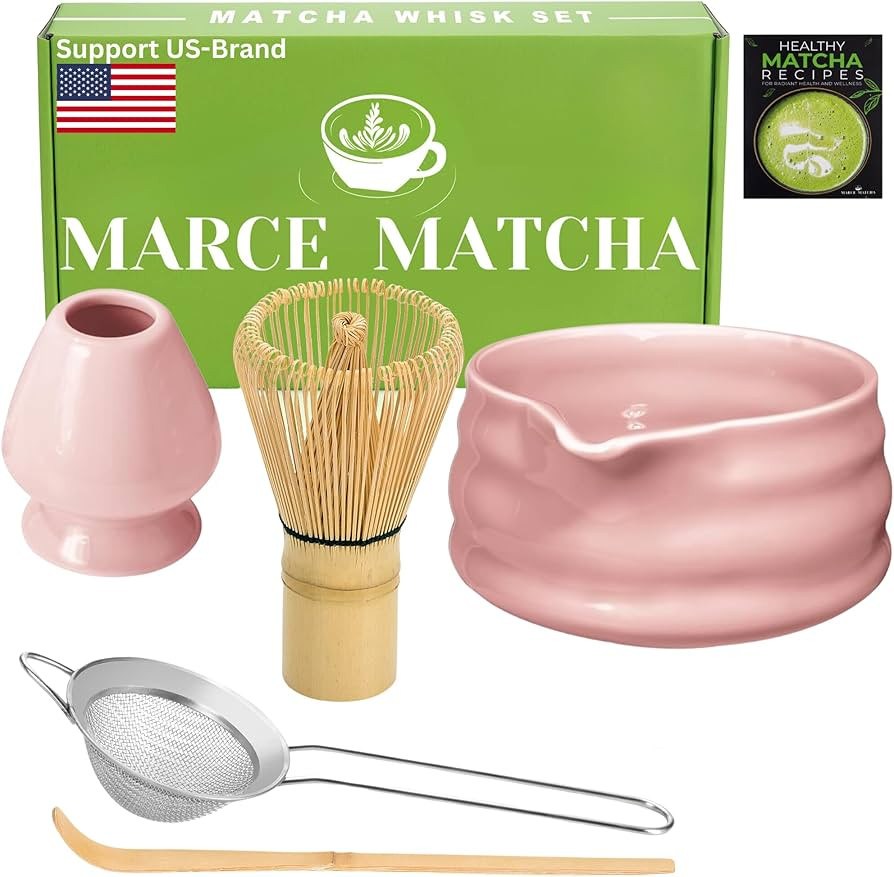 Matcha Whisk Set- Matcha Set includes Matcha Whisk and Bowl with Spout, Sifter, Holder and Scoop-... | Amazon (US)