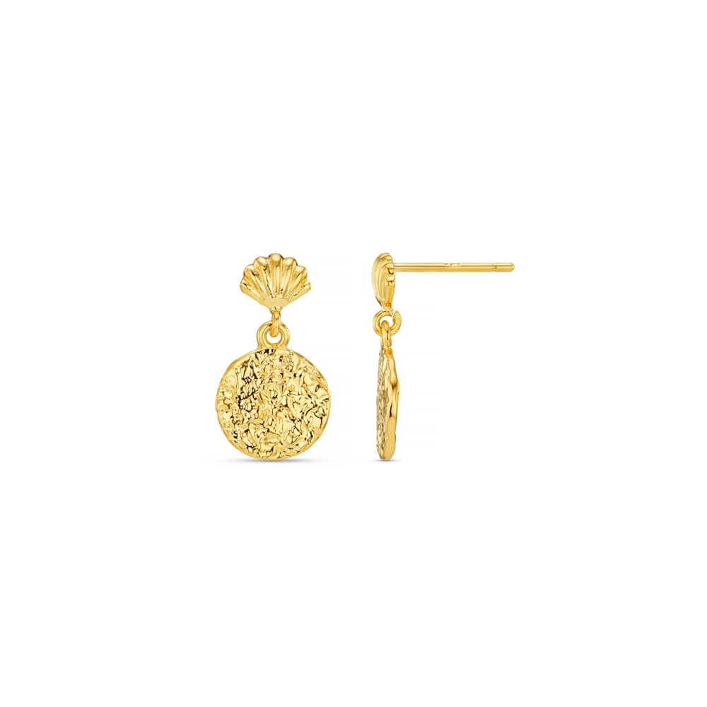 Mini Shell & Molten Coin Drop Earrings | Orelia
