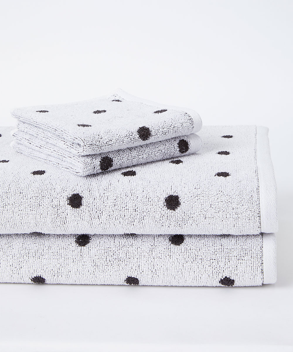 1872 by Macys Backstage Bath Towels WHITE - White & Black Polka Dot Four-Piece Towel Set | Zulily