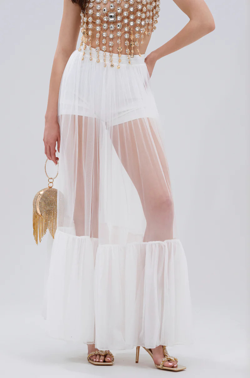 TRY ME MESH MAXI SKIRT IN WHITE | AKIRA