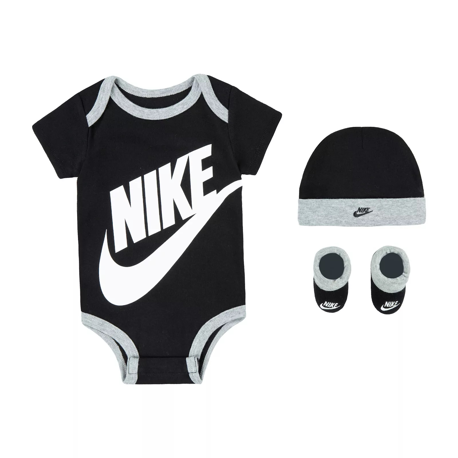 Newborn Baby Nike Futura 3-Piece Bodysuit Beanie Booties Boxed Set | Kohl's