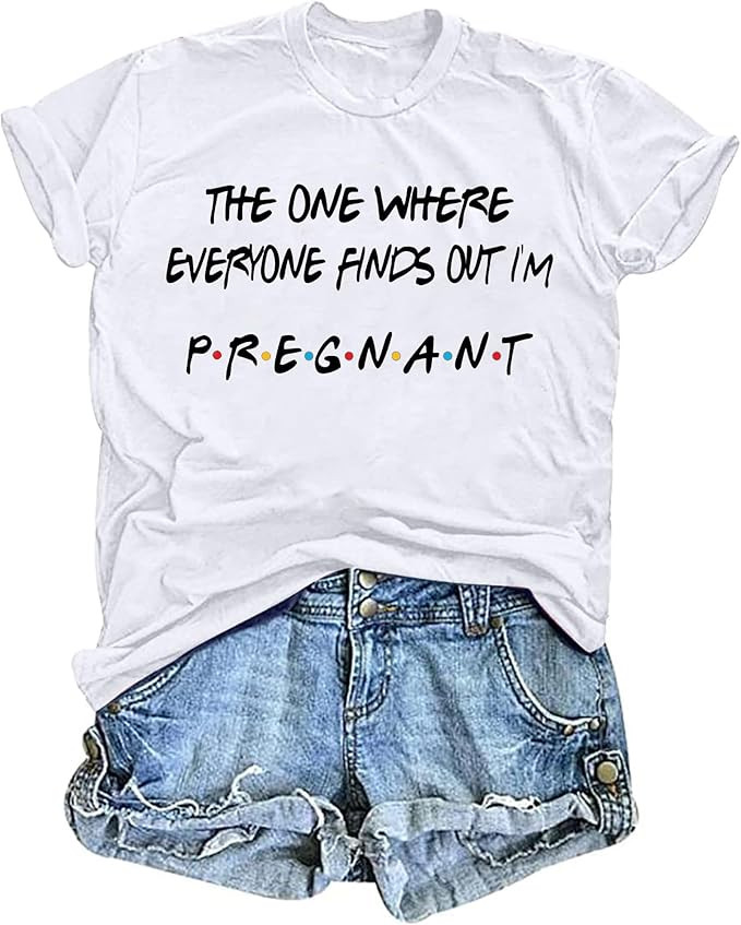Pregnancy Announcement Shirts Women I'm Pregant T-Shirt Pregnant Mom T Shirt Funny Maternity Lett... | Amazon (US)