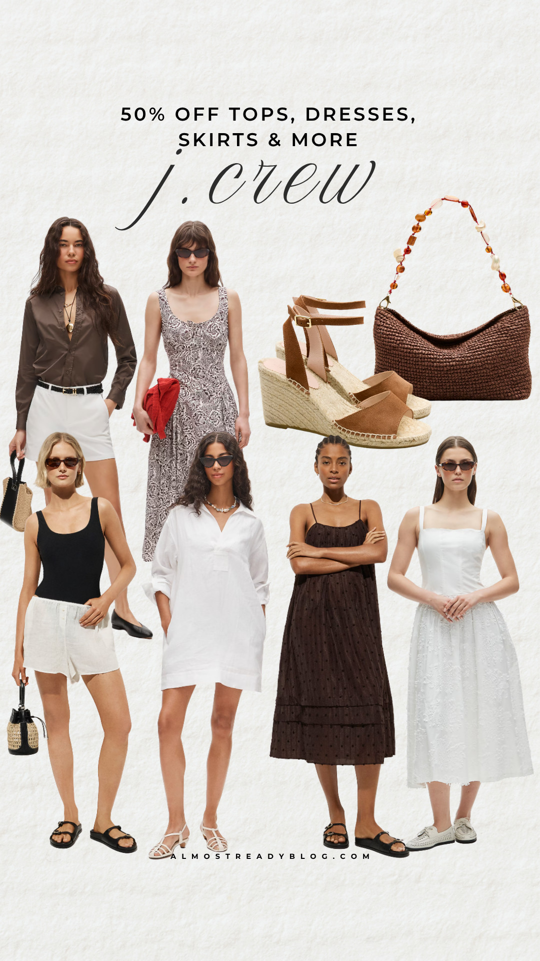 J.Crew 50% off tops, dresses,
skirts & more. 

summer outfit, casual summer style, summer vacation outfit, chic summer look, effortless summer outfit, beach outfit, vacation style, linen shorts, white dress, brunch outfit

#LTKSaleAlert