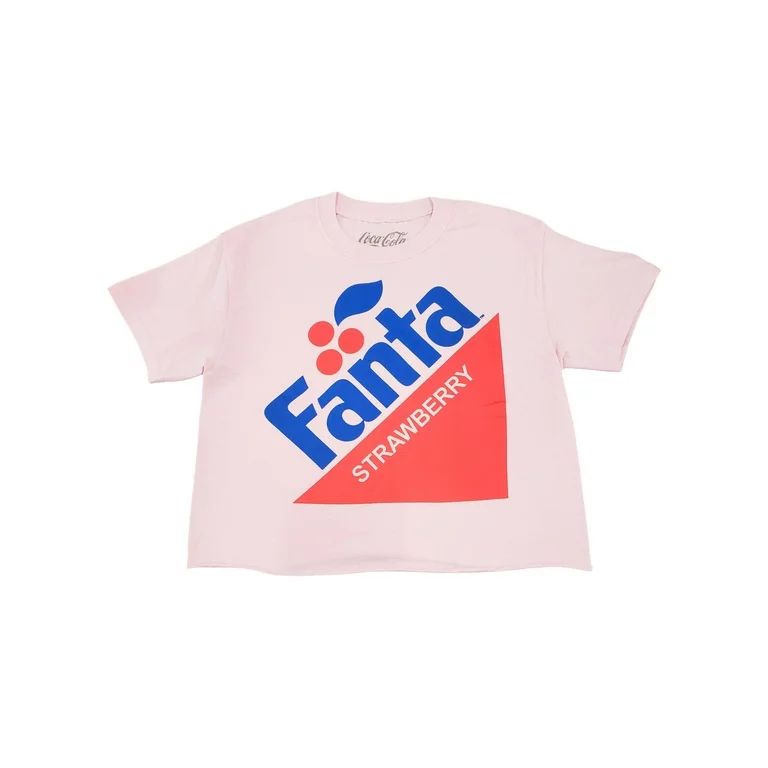 Junior Womens Pink Fanta Strawberry Cotton Crop Top Short Sleeve T-Shirt L | Walmart (US)