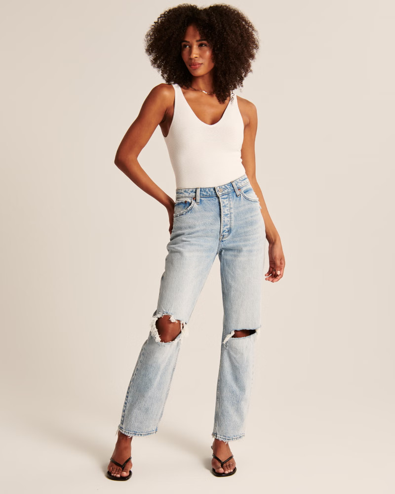 Deep-V Ribbed Bodysuit | Abercrombie & Fitch (US)