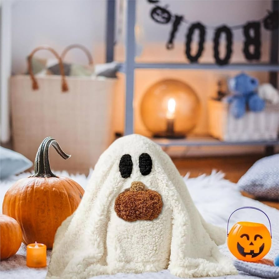 2024 New Halloween Ghost Pumpkin Plush Pillow Doll,Cute and Mysterious Plush Toy,Halloween Room D... | Amazon (US)